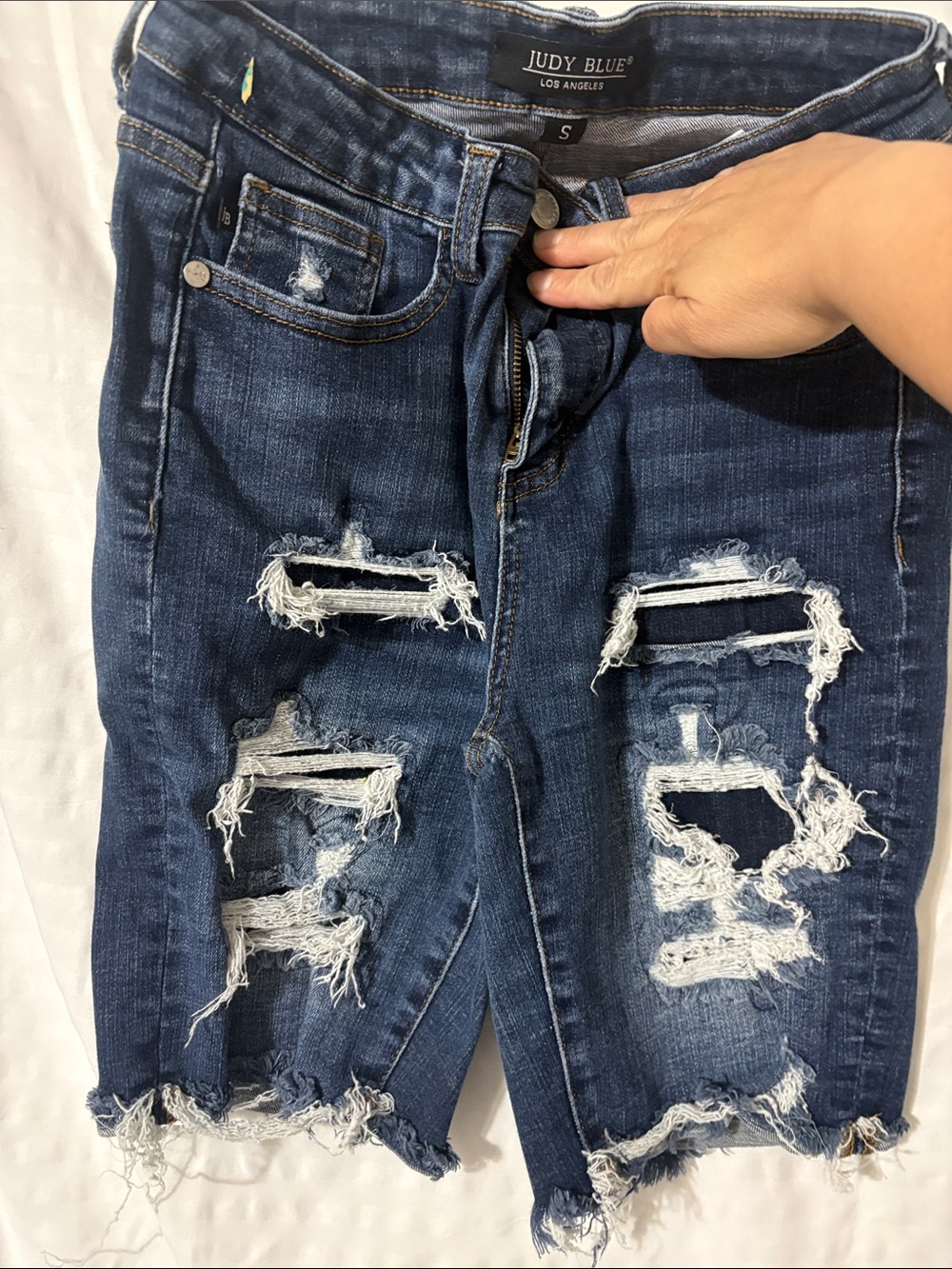Judy Blue Dark Distressed Ripped Denim Shorts